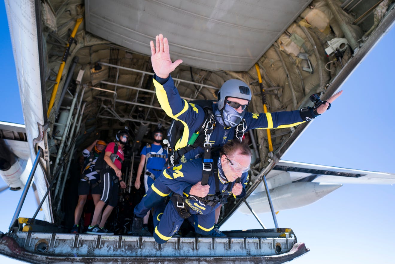 Jim Wigginton is breaking multiple world records by climbing the highest mountains, leaping out of airplanes and diving to the lowest part of the ocean in an effort to raise awareness of thyroid cancer, which took his wife from him in 2013.