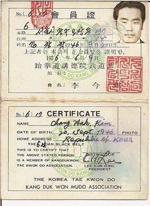 Grand Master Chang Hak Kim's 6th dan Kukkiwon certificate