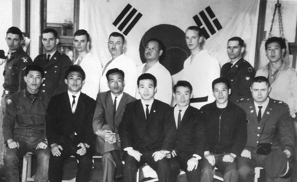 GM Hwa Chong and GM Park Dong Gun at GM Kim Byung Soo’s dojang in the early 1960s.