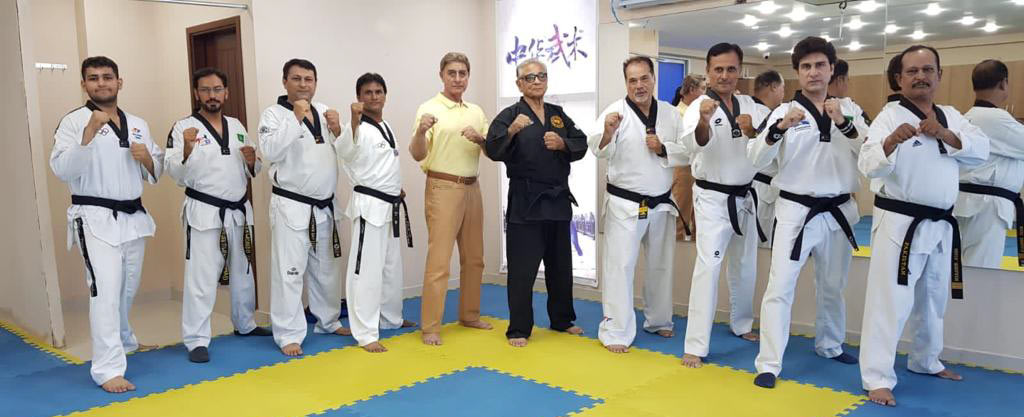 Kangdukwon Grand Master Saleem Jehangir (at center) conducted a 'boot camp' workshop for Pakistani black belts.