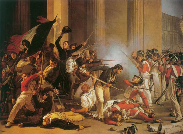 Storming of the Tuileries Palace during the French Revolution, 10 August 1792. Oil on canvas by Jean Duplessis-Bertaux, 1793