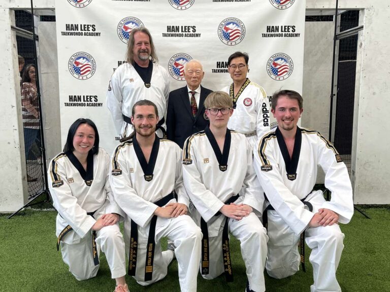 Great Grand Master Hwa Chong with dan candidates of Grand Master Han Lee in Colorado, USA on 5 May 2024.