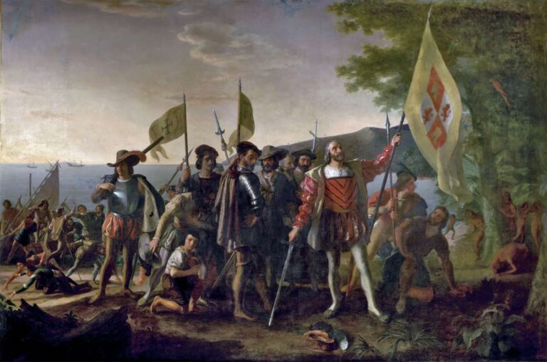 Landing of Columbus, oil on canvas by John Vanderlyn, 1846; in the U.S. Capitol, Washington, D.C.