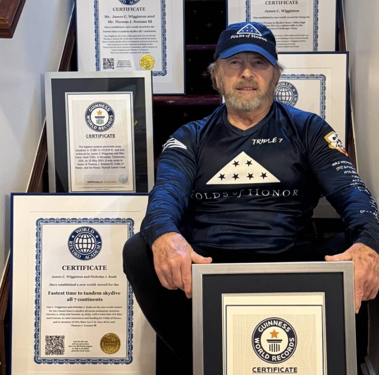 Jim Wigginton made history today as the first person to climb the tallest building in every U.S. state, completing his 50-state challenge at the Tunnel to Towers (T2T) Climb inside One World Trade Center in New York City.