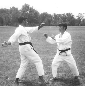 1972: Saleem Jehangir (left) learns sparring from Great Grand Master Hwa Chong